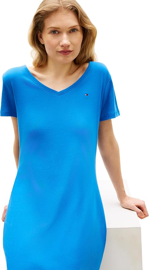 Платье-футболка Tommy Hilfiger Short Sleeve Cotton V-Neck, синий — фото 3