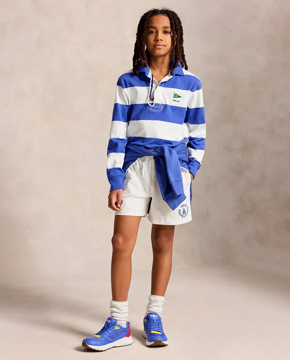 Детская регбийная футболка из хлопка Polo Ralph Lauren, синий/белый — фото 3