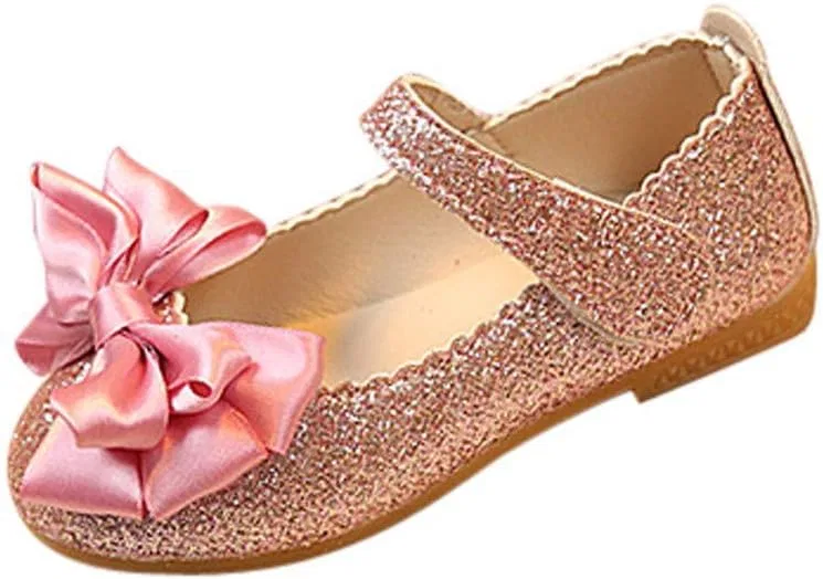 Детские туфли для девочек с бантом из нубука Princess, Pink