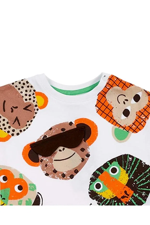 Детская футболка для девочек с принтом Monkey patterned baby t-shirt - short sleeve Tuc Tuc, Siyah — фото 4