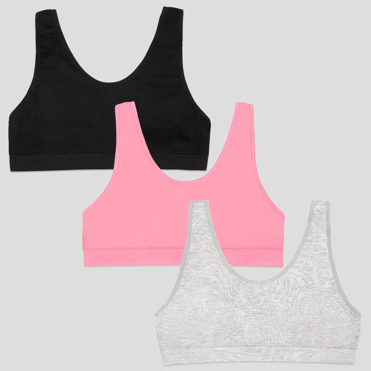 Бюстгальтер без косточек комплект бралеттов Fruit of the Loom, Neon Pink/Black Hue/Grey Heather