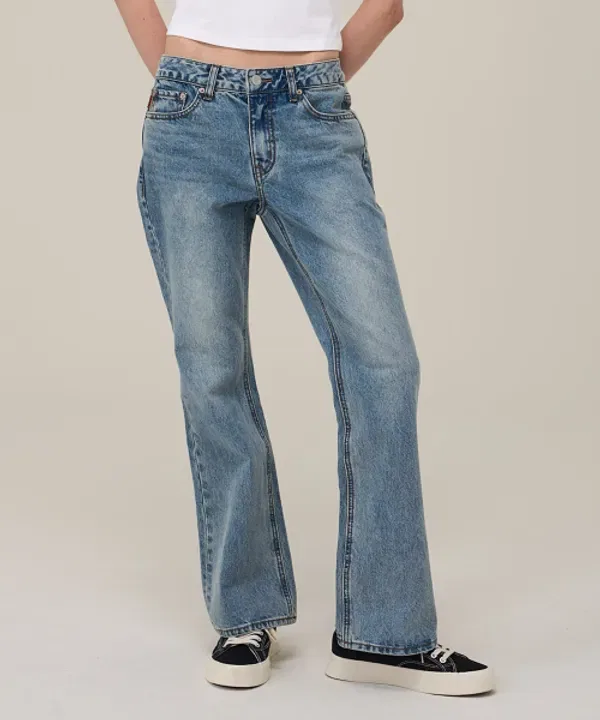 Джинсы буткат с заниженной талией, Superdry, Light Indigo