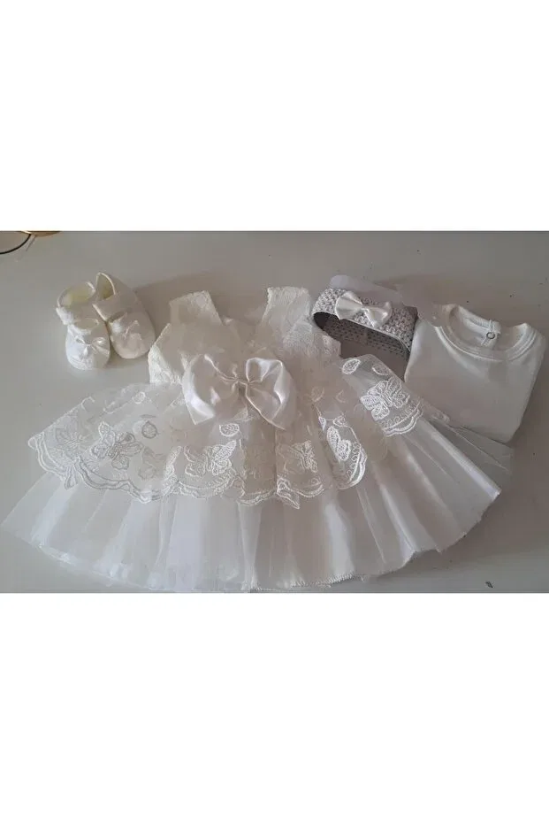Детское платье для девочек с принтом Mevlüt Set Biyan Collection, White — фото 2