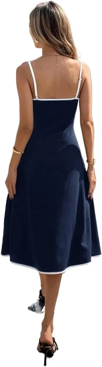 Женское платье миди приталенное Colorblock бесшовное, Navy Blue — фото 3