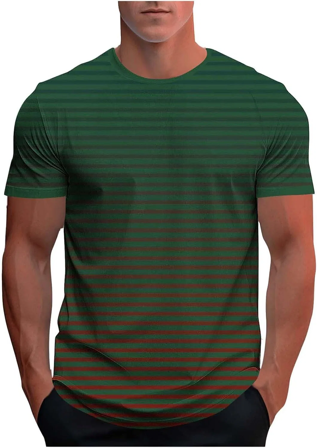 Мужская футболка с градиентом полосками, Army Green