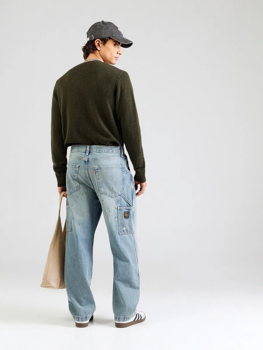 Джинсы LEVI'S свободного кроя '568 LOOSE STRT DBL KNEE' синего цвета — фото 4