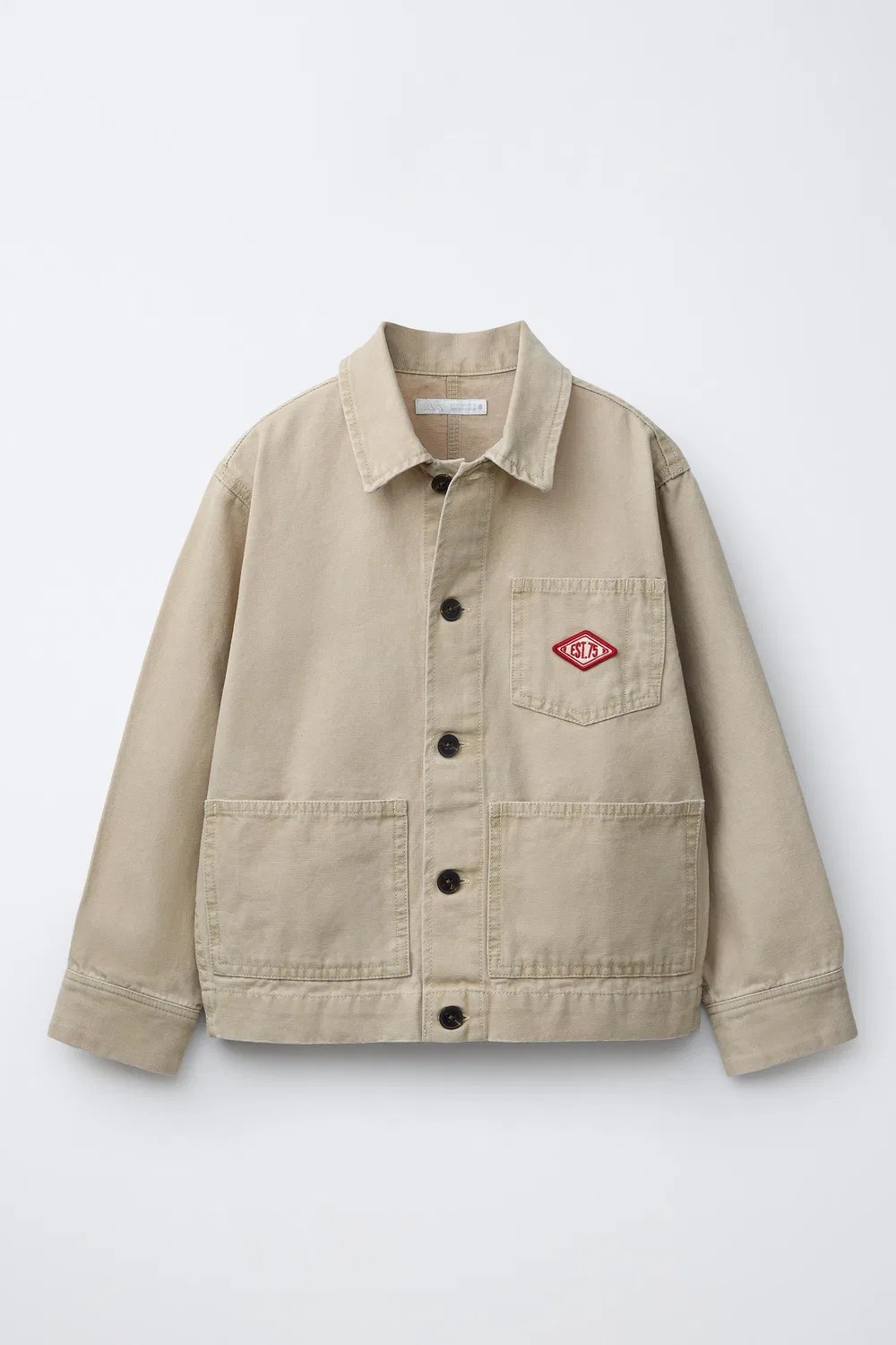 Холщовая рубашка с нашивкой ZARA, Sand