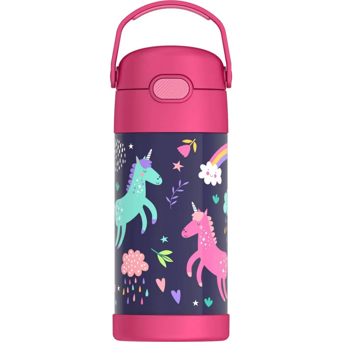 Детская бутылка для воды 350 мл из нержавеющей стали с трубочкой FUNtainer Thermos, Unicorns