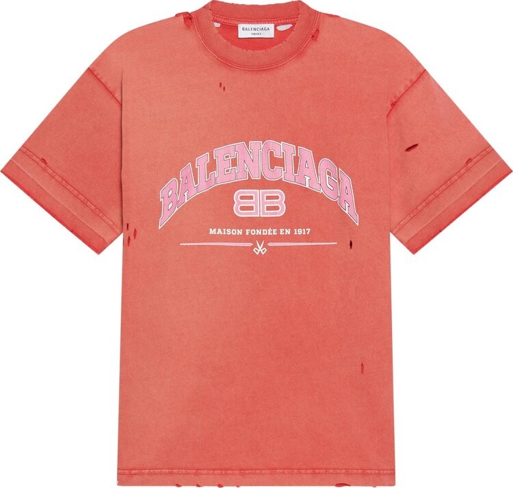 

Футболка Balenciaga Medium Fit T-Shirt 'Cardi Red/Orange/White', красный