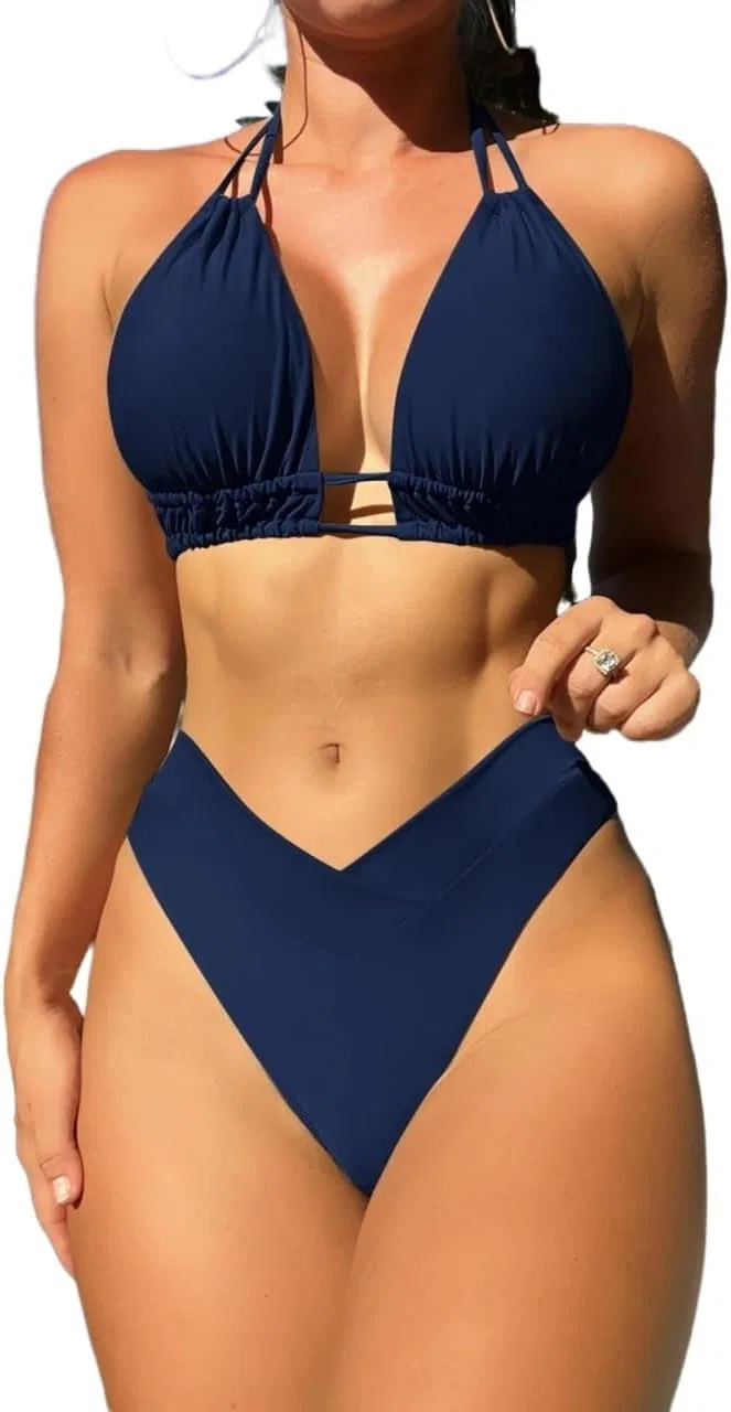 Женский бикини-комплект с завязками на спине Generic, Navy Blue