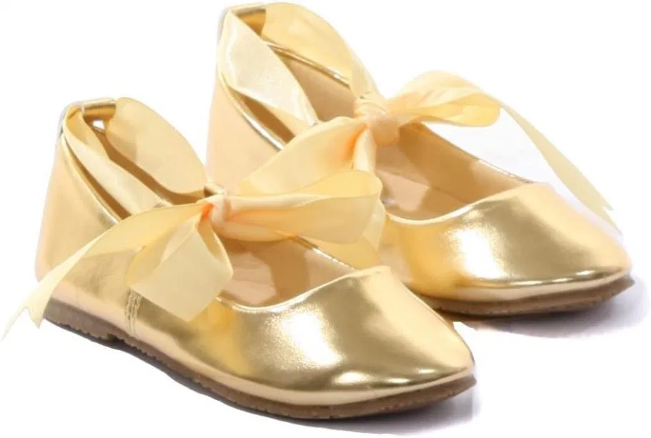 Детские балетки с атласными лентами Dazzling Ballerina Flats iGirlDress, Gold