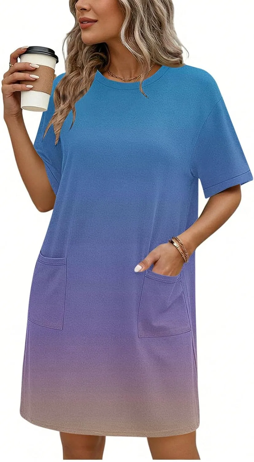 Женское платье-туника с градиентом Casual, Light Blue — фото 2