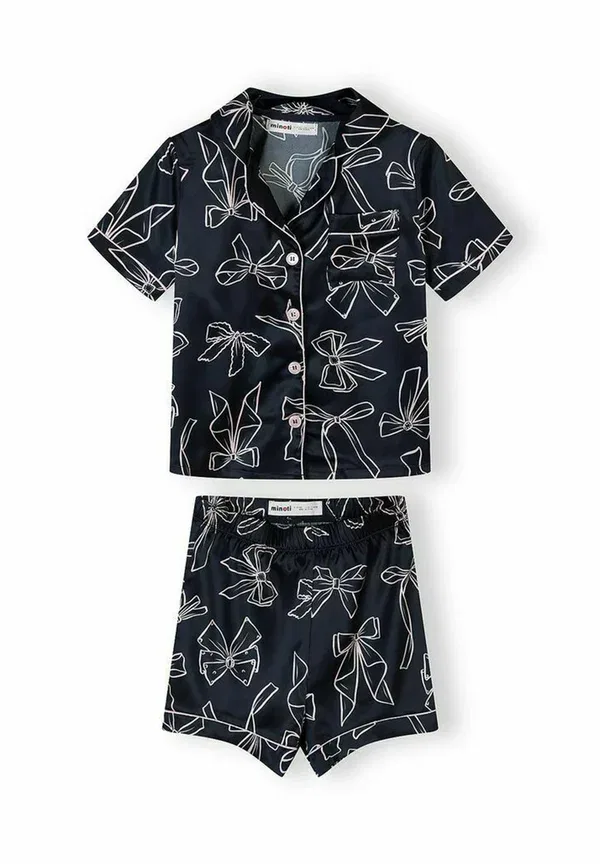 Пижамный комплект с принтом Button up short sleeve and set Minoti, темно-синий