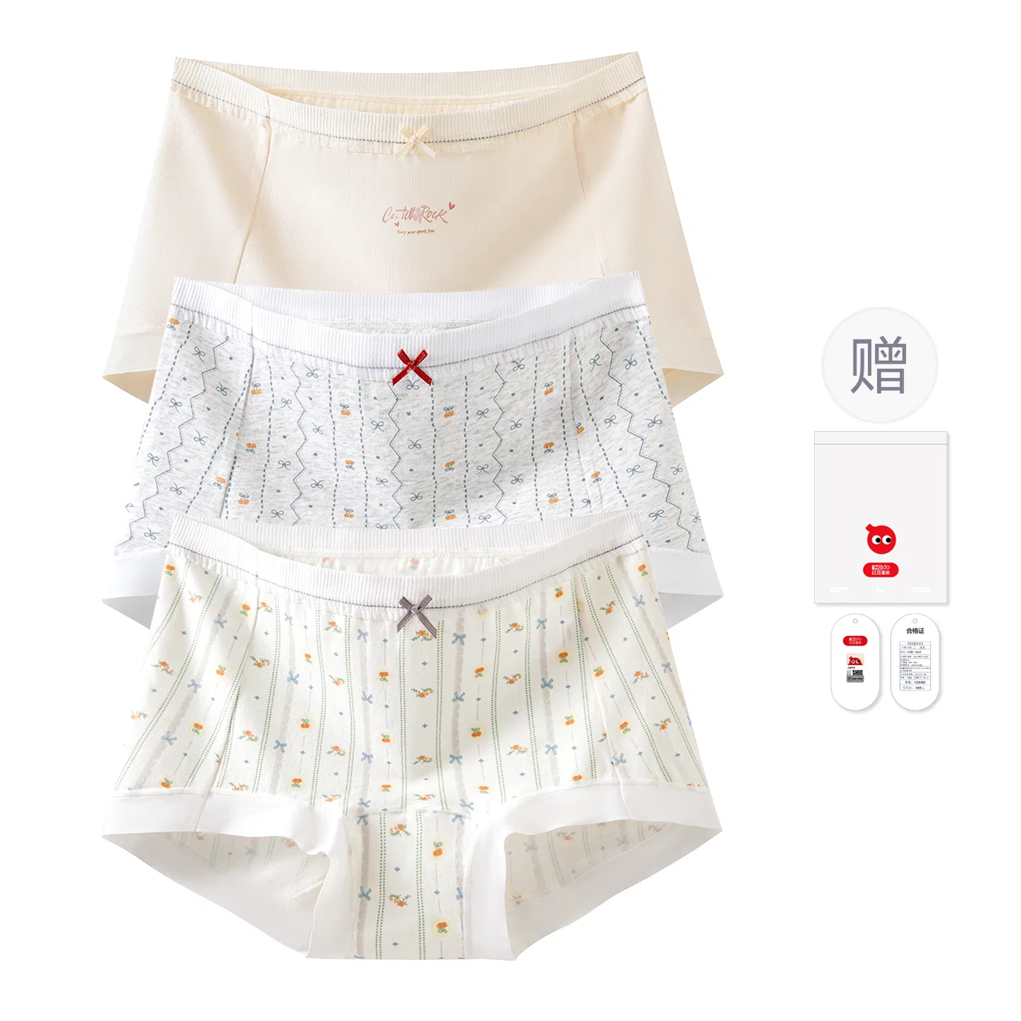 Детские трусы-боксеры для девочек хлопковые с принтом Red bean, Light Gray Heather Beige Light Apricot