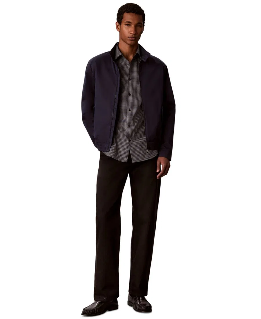 Мужская рубашка с принтом Gingham Supima Stretch Regular-Fit Calvin Klein, Dark Sapphire — фото 2