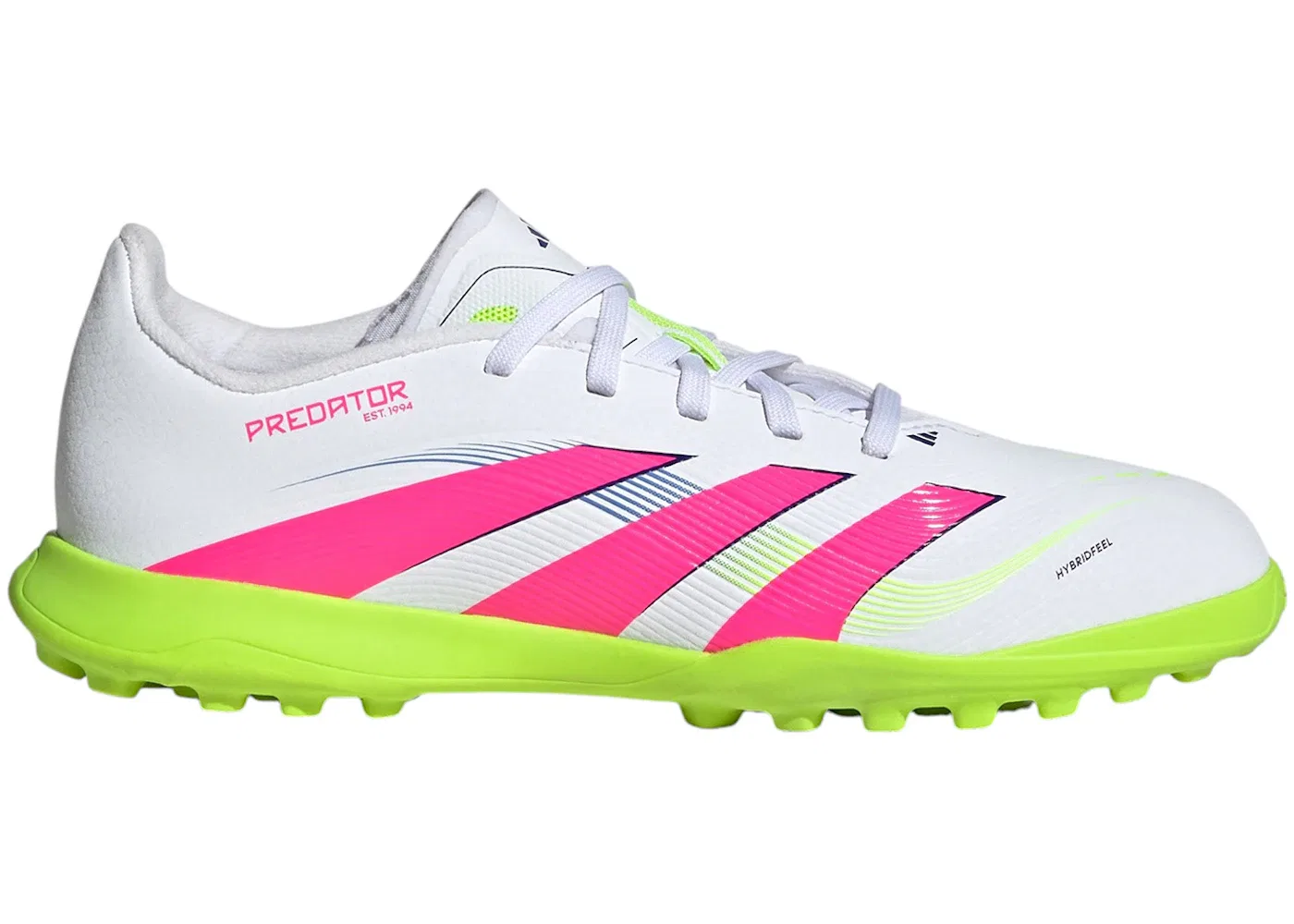 Детские бутсы футбольные Predator League Turf Adidas, Cloud White Lucid Pink Lucid Lemon