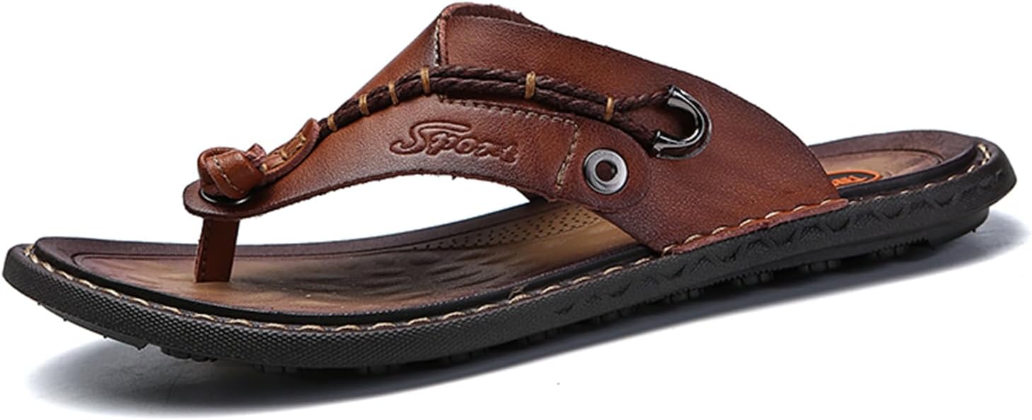 

Мужские сандалии CHUUMEE для дома и улицы, пляжные шлепанцы, повседневные кожаные шлепки на мягкой подошве, коричневый