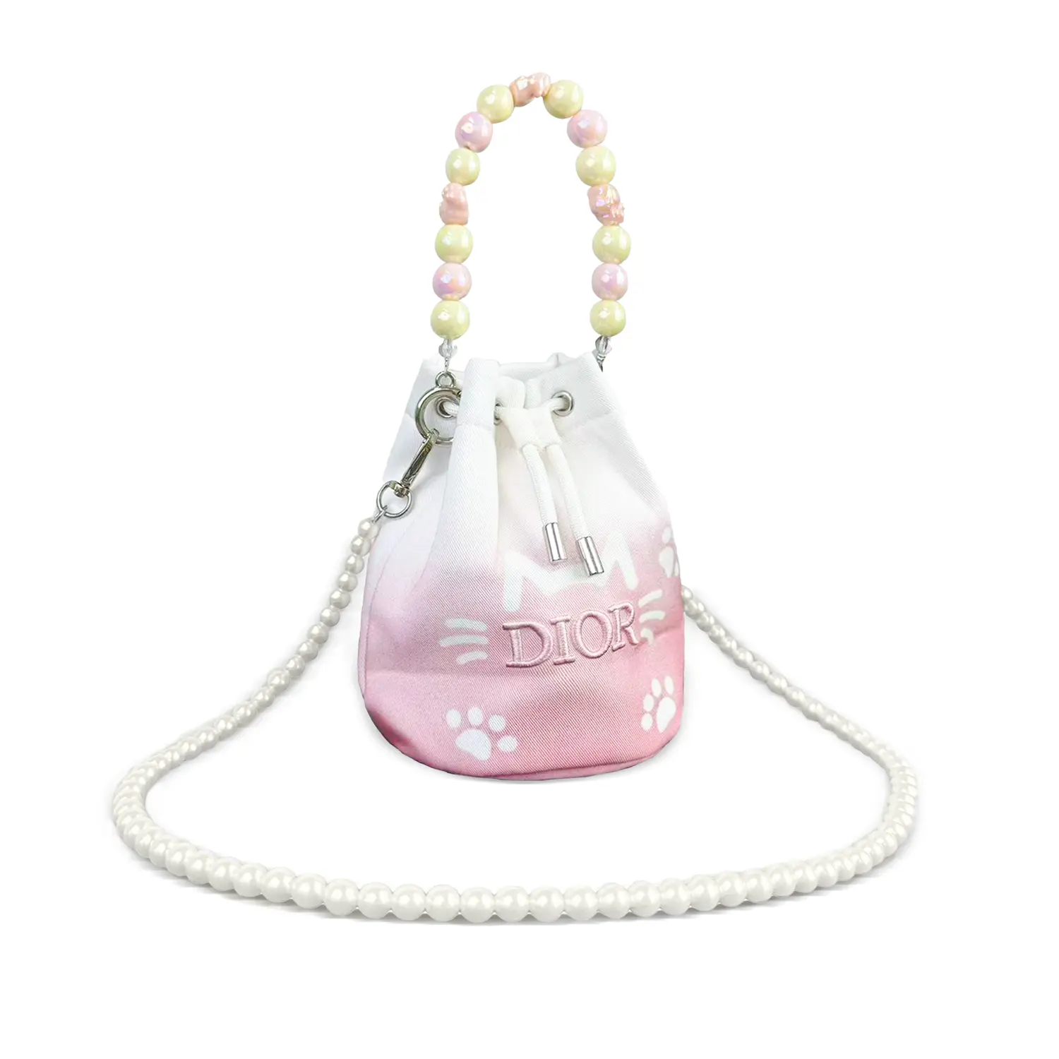 DIOR Пользовательская косметичка Kitten Journal Dopamine Dressing, кросс-боди, холст, розовая, односекционная 12*12*23 — фото 4