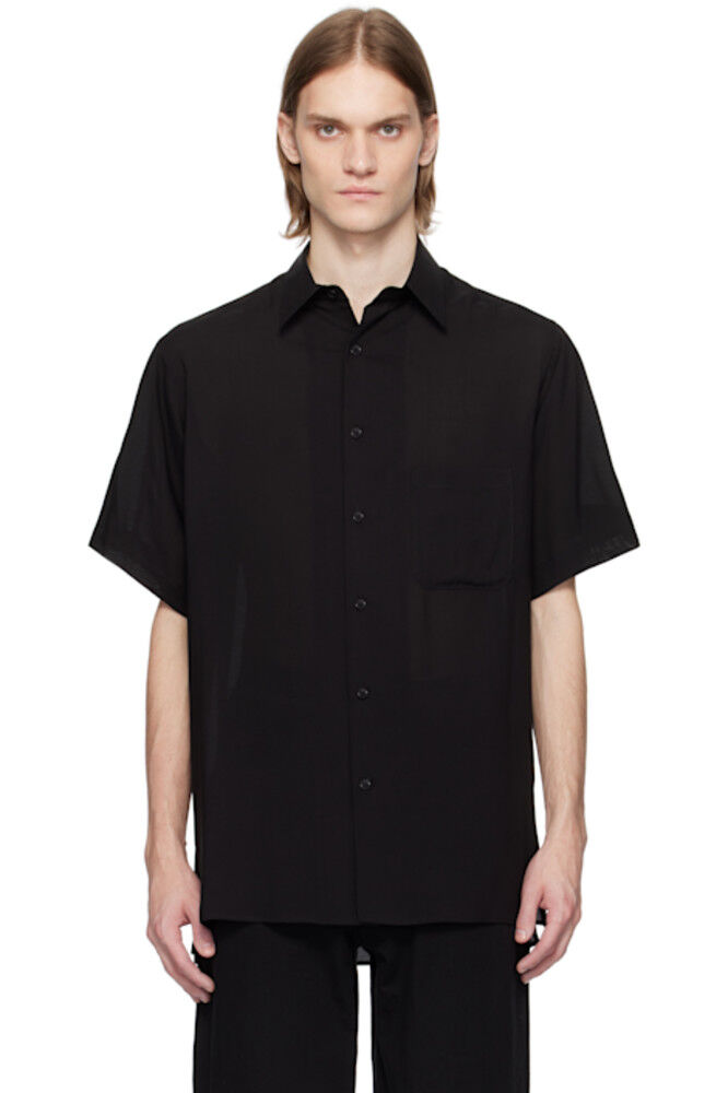 

Черная свободная рубашка с коротким рукавом YOHJI YAMAMOTO