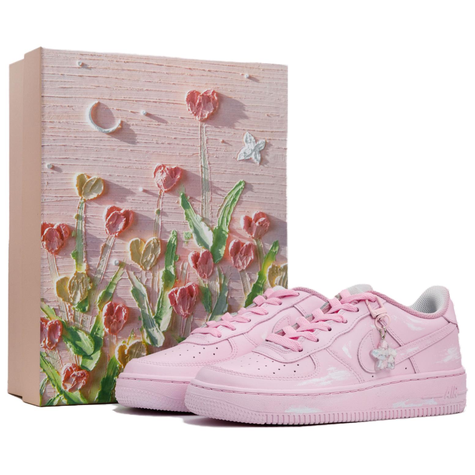 

Nike Детские кроссовки для скейтбординга Air Force 1 LE с амортизацией, износостойкие, розовые, для подростков