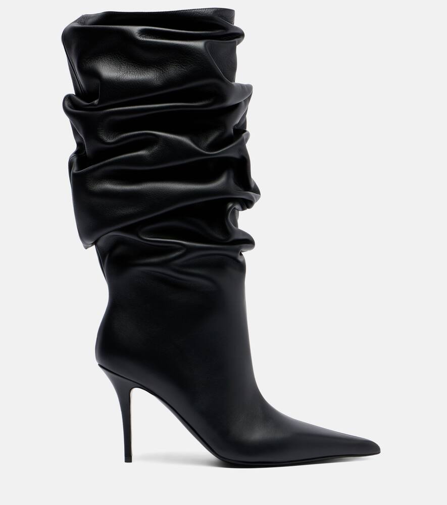 Ботинки Anok 90 из кожи до середины икры Amina Muaddi, Black — фото 4