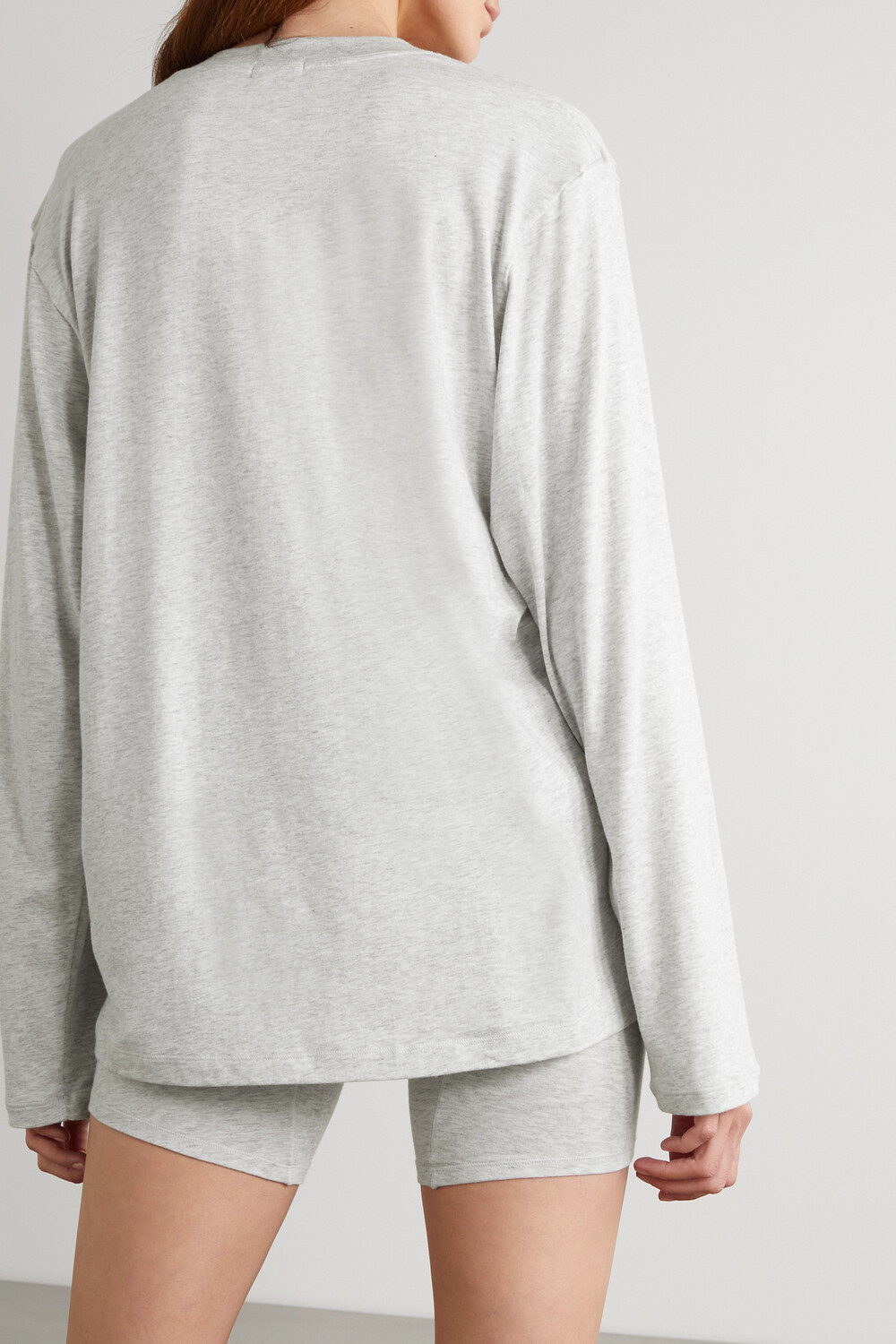 

SKIMS Футболка бойфренда из эластичного модала и смесового хлопкового джерси - светло-серый, серый