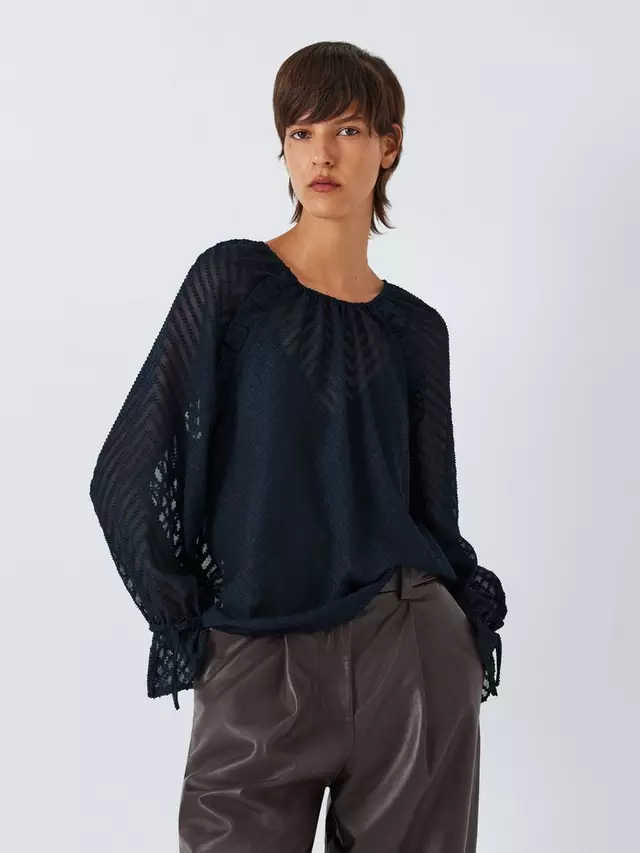 

Блуза John Lewis Dobby Frill, темно-синий