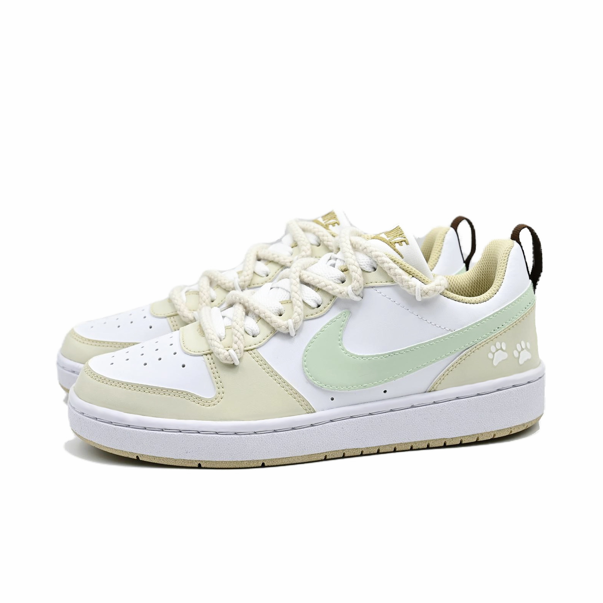Nike Кроссовки для скейтборда Court Borough Egg Tart Cocoa низкие противоскользящие устойчивые к истиранию цвет cream yellow детские — фото 4