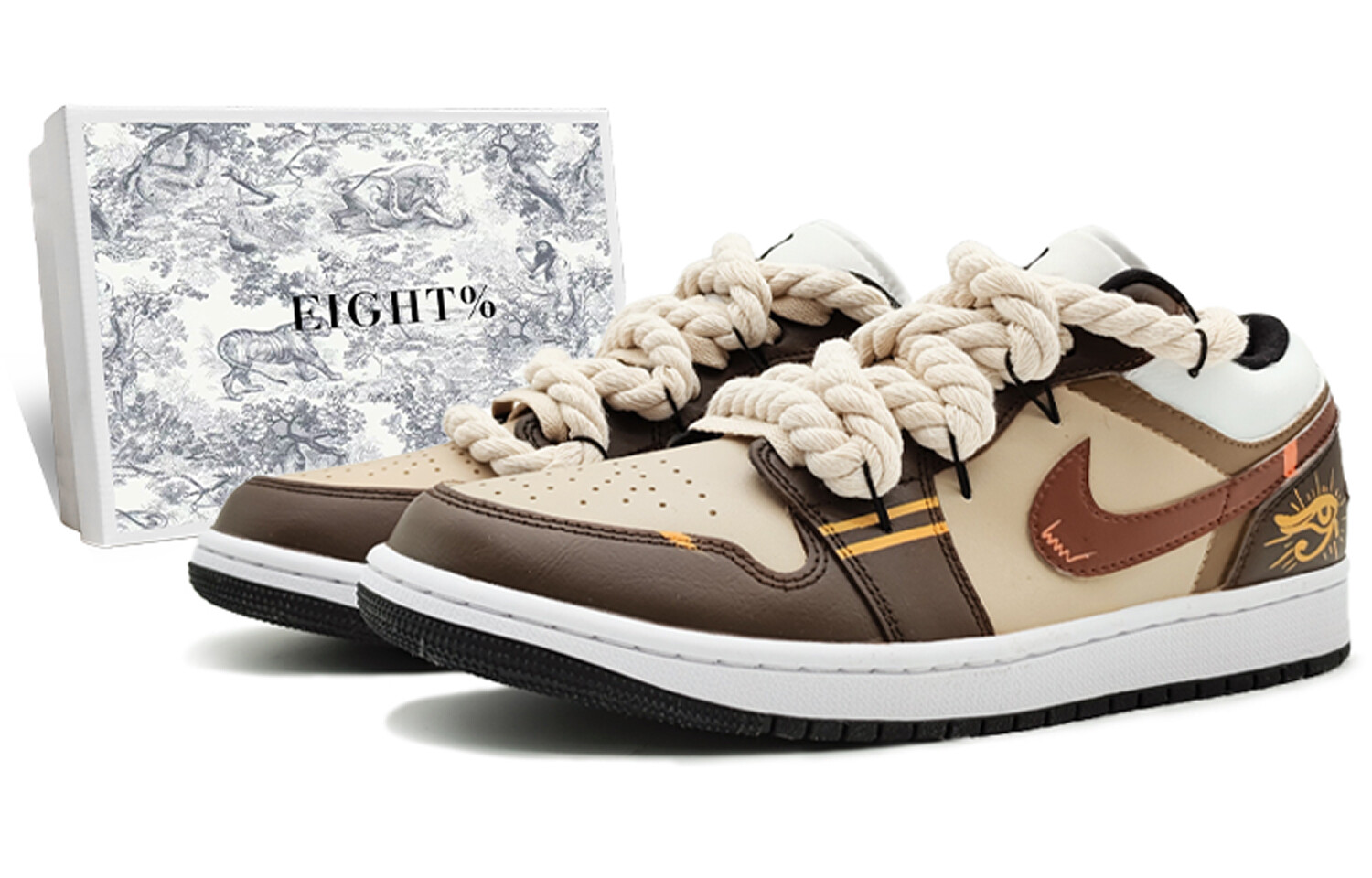

Кроссовки Air Jordan 1 Vintage Basketball Shoes Women's Low-top Beige/brown, коричневый