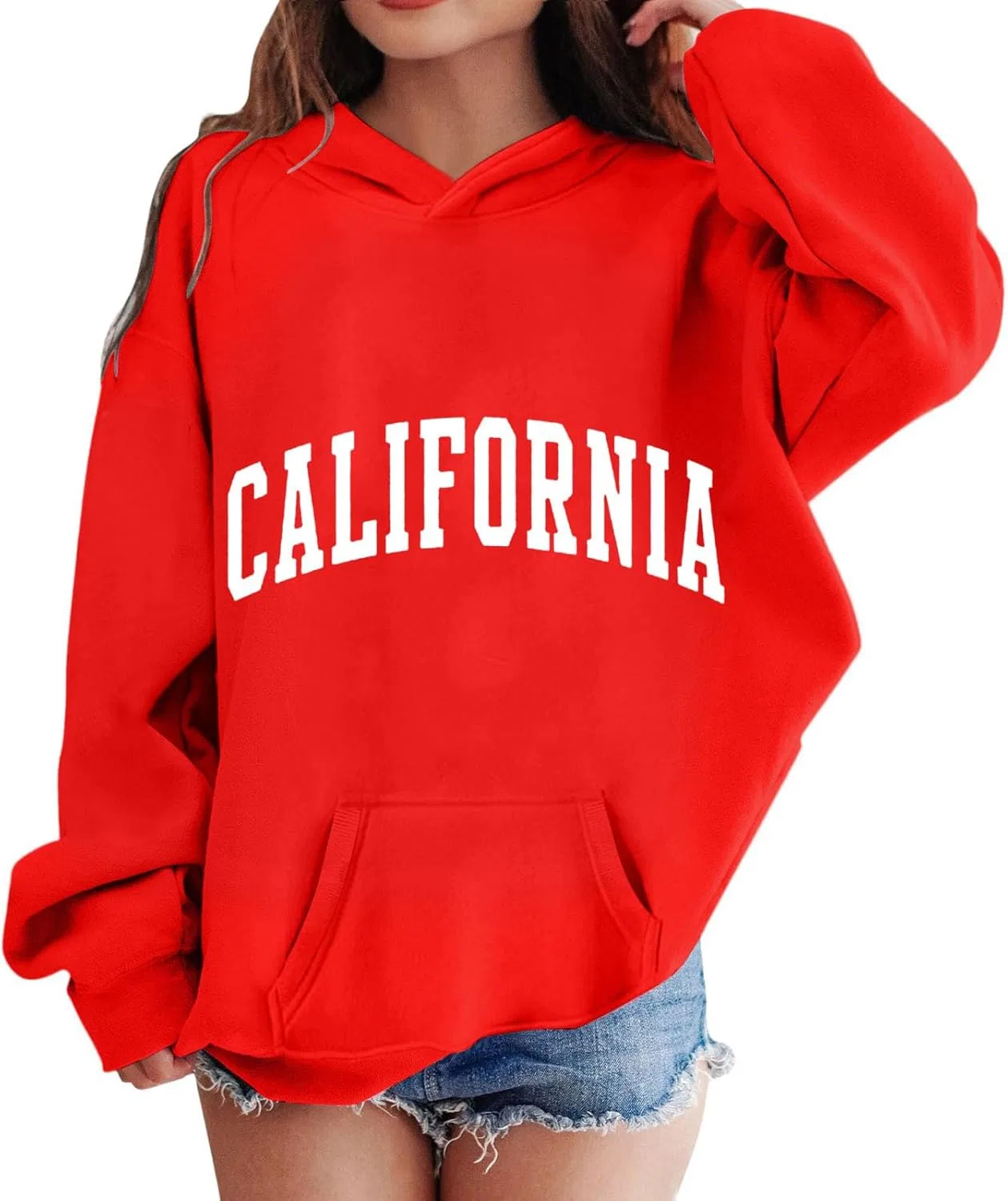 Детская худи оверсайз с принтом California, Generic, 04 Red