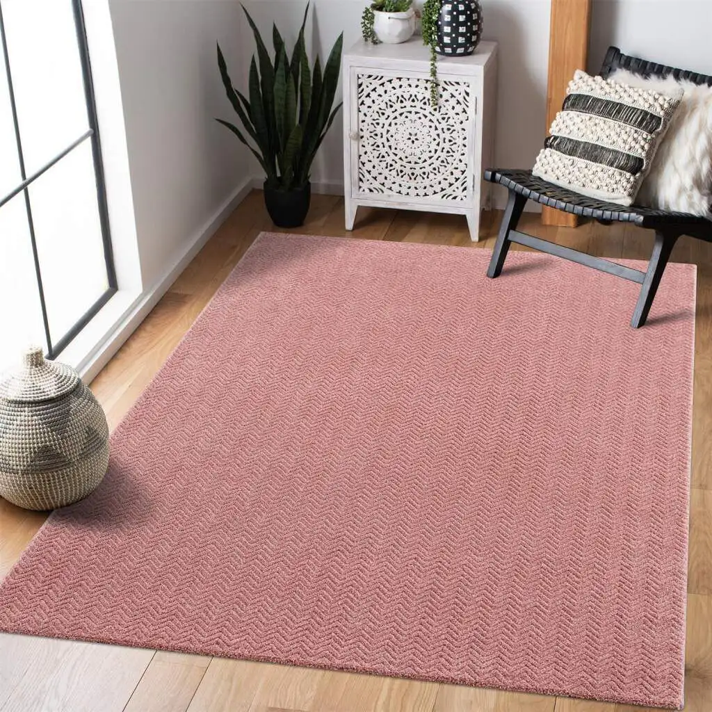 

Ковер Carpet City "Fancy", прямоугольный, короткий ворс, однотонный, 3D эффект, зигзаг 80х300 см, цвет rosé
