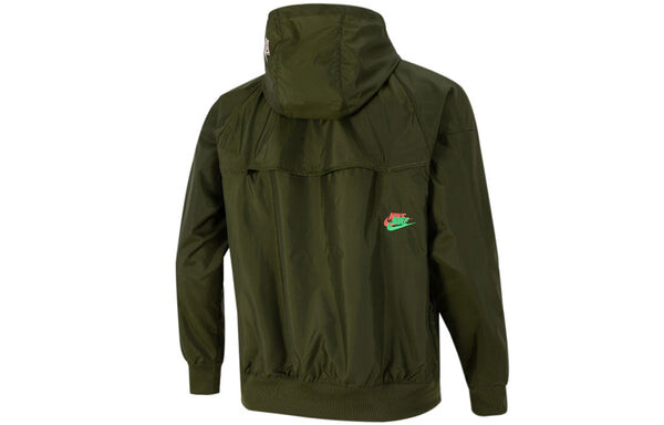 Куртка Nike Embroidered Logo Sports Woven Hooded Jacket Olive Green, мультиколор — фото 2