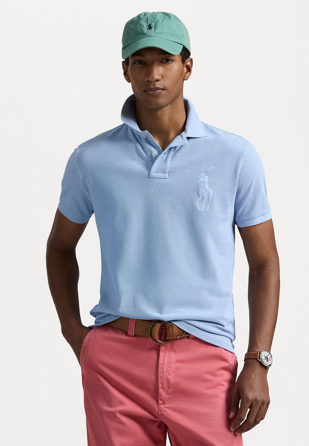 

Поло CUSTOM SLIM FIT BIG PONY MESH POLO SHIRT Polo Ralph Lauren, темно-синий