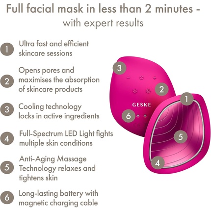 Маска для лица Geske — Smartappguidedtm Звуковая Теплая и Холодная 9 в 1 Beauty LED — фото 2