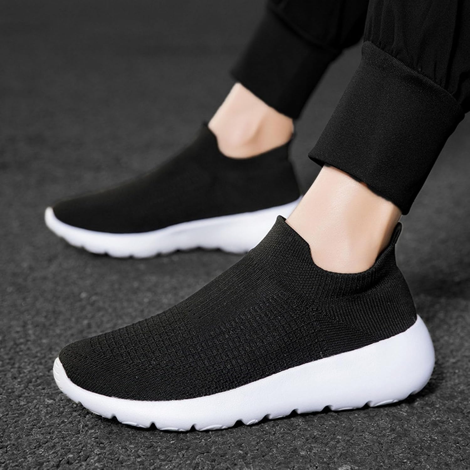 Мужские кроссовки IWIHMIV Slip On для ходьбы, тенниса и бега, легкие, дышащие, повседневные и для тренировок, белый — фото 3