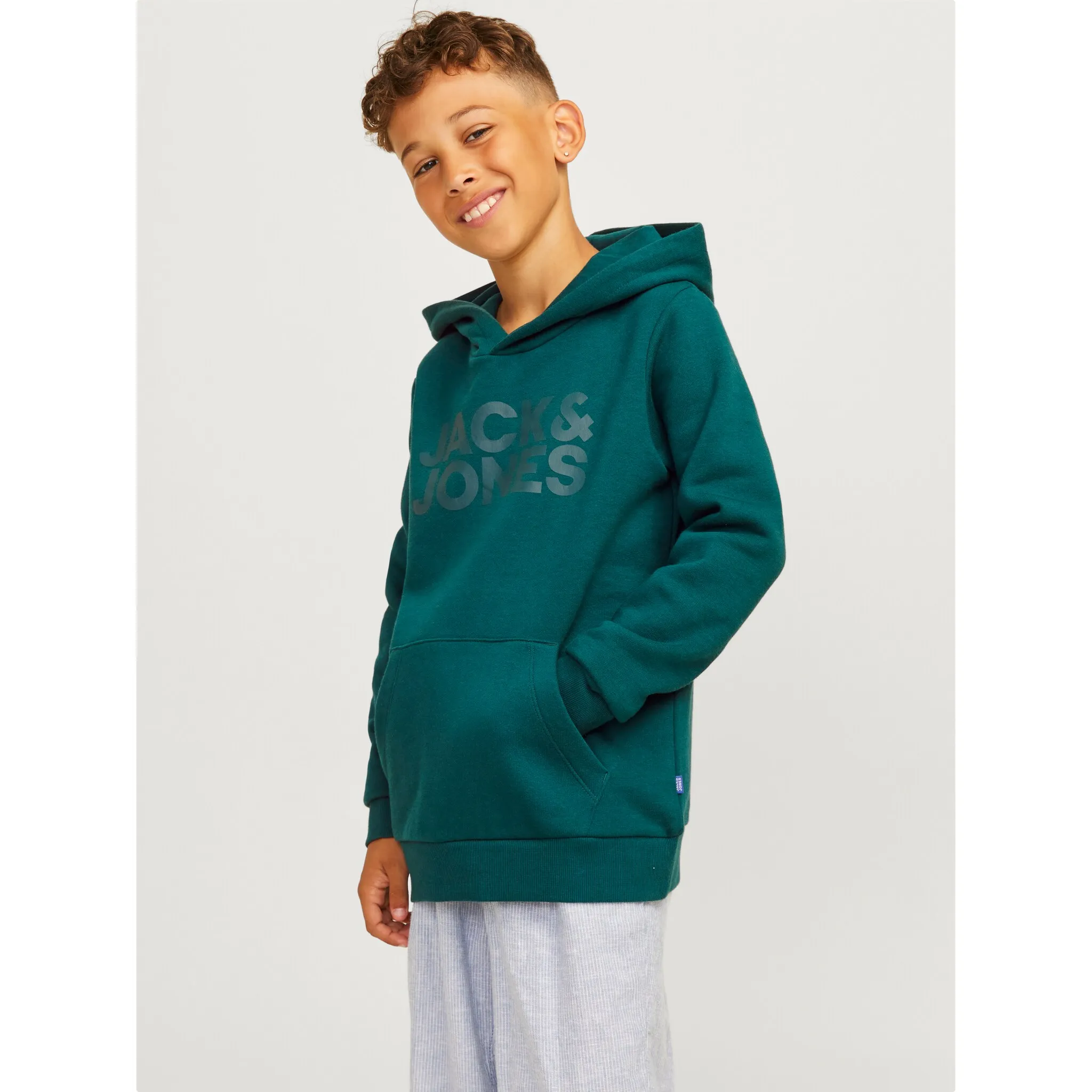 

Детская толстовка с капюшоном Jack & Jones "JJECORP LOGO SWEAT HOOD" Jack & Jones Junior, бирюзовый