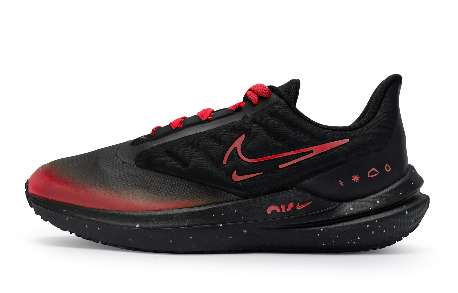 Nike Zoom Winflo 9 Мужские противоскользящие повседневные кроссовки для беска низким верхом Черный Красный — фото 2