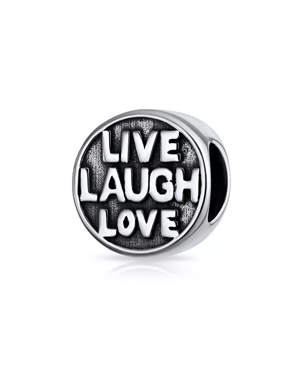 

Браслет из стерлингового серебра с подвеской в виде мантры «Живой смех и любовь» Bling Jewelry, silver