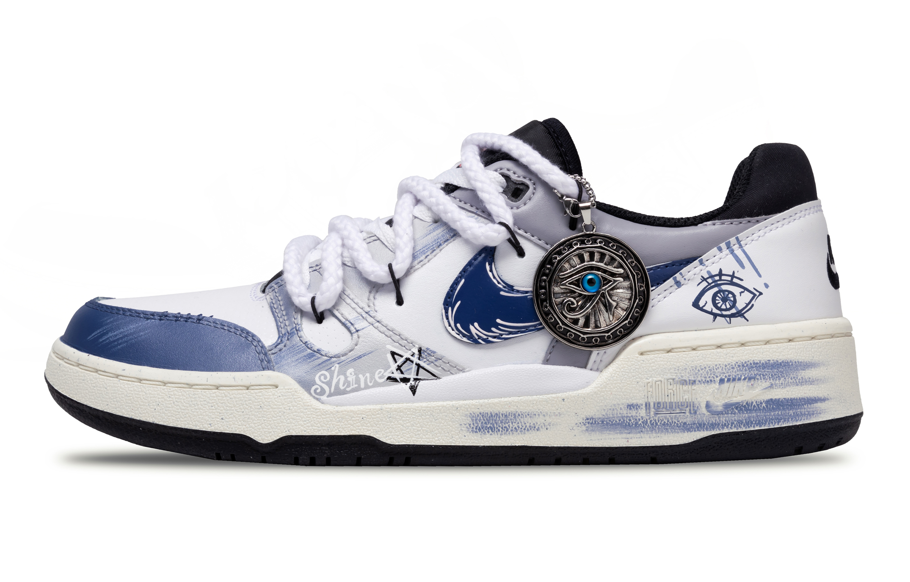 

Nike Низкие кроссовки для скейтбординга Full Force Star In The Eye с амортизацией, мужские, сине-белые