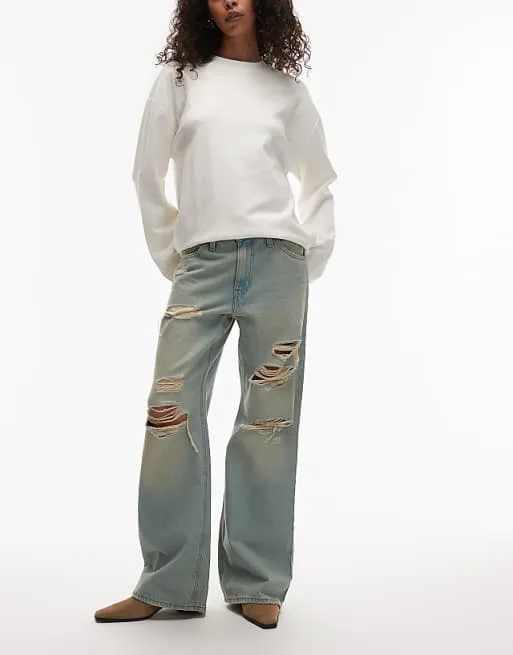 

Легкие винтажные джинсы Levi's свободного кроя с рваными краями