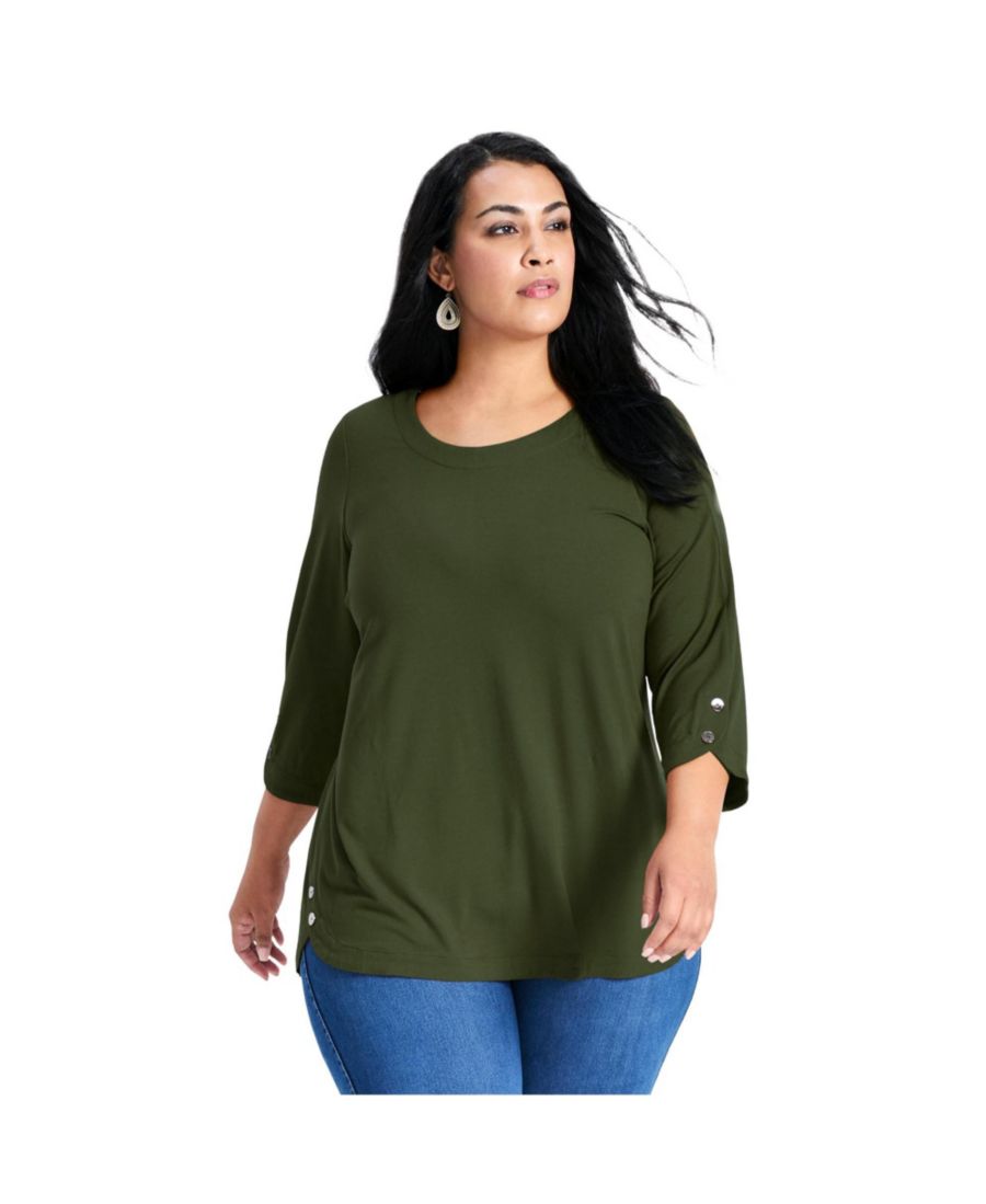 

Женская блузка больших размеров Sabrina с укороченным рукавом и рукавами 3/4 AVENUE, Fern