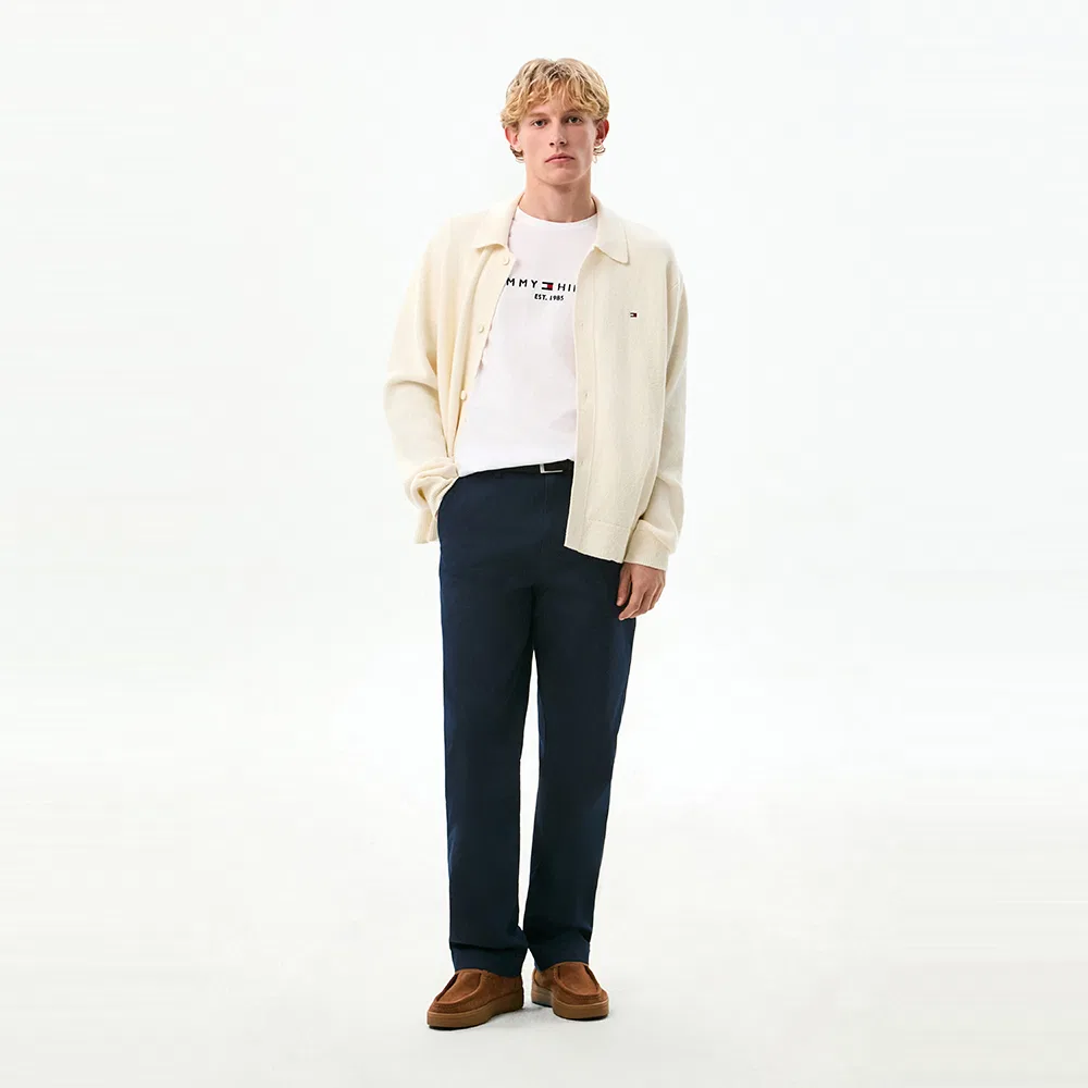 Мужской текстурированный кардиган-поло, айвори, от Tommy Hilfiger — фото 2