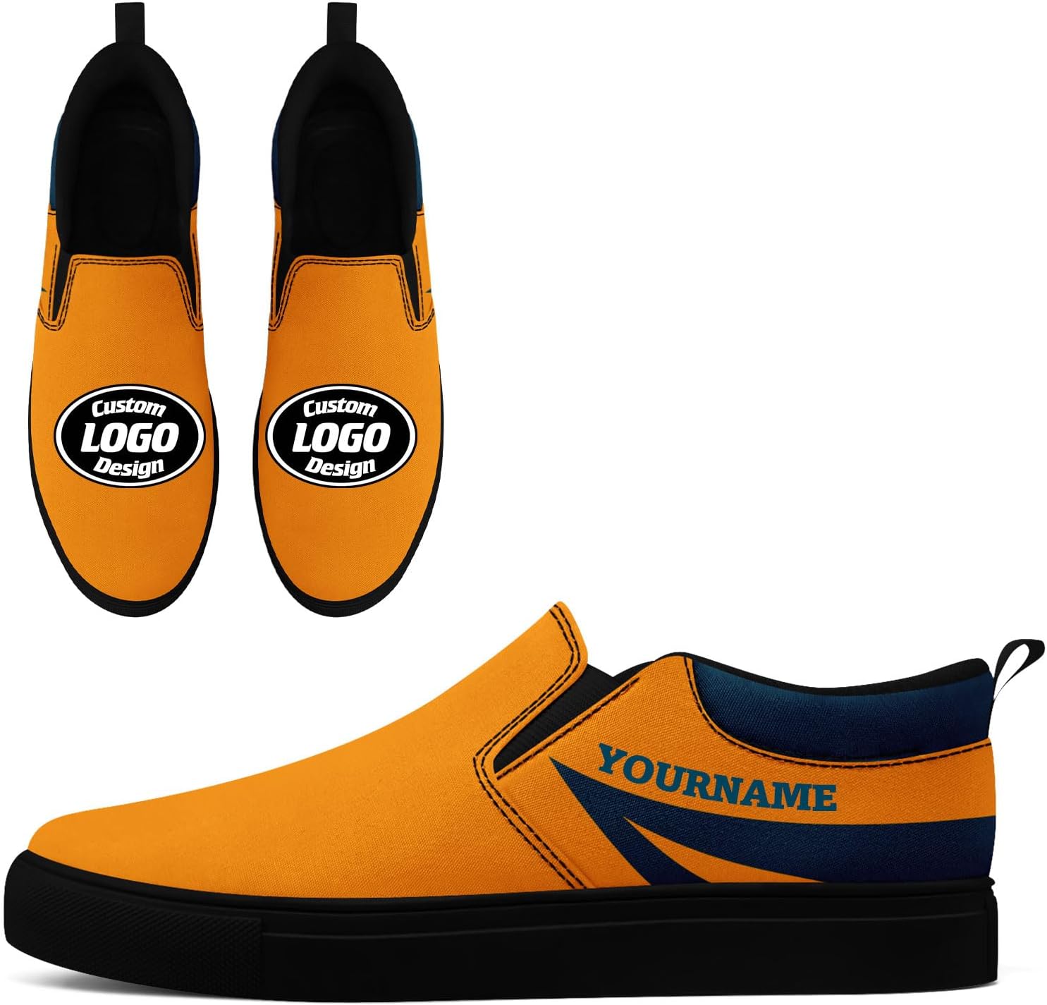 

Кастомные низкие кеды из канвы AWSOLE для мужчин и женщин, слипоны, удобные повседневные плоские обувь для ходьбы с изображением логотипа, черный/синий/оранжевый/темно-синий