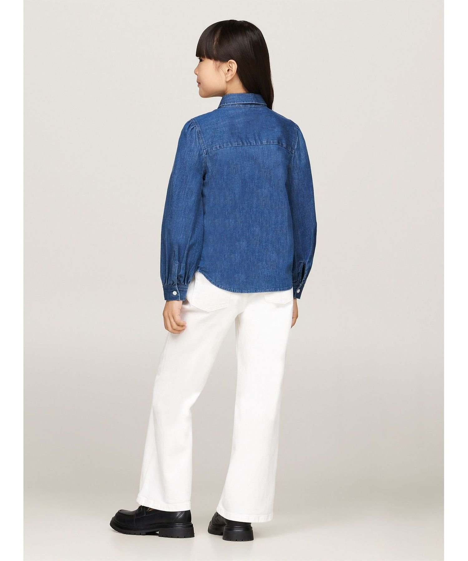 (K) Джинсовая рубашка с длинным рукавом TOMMY HILFIGER GIRLS из эластичного денима, Blue