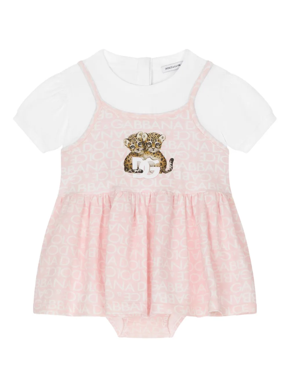 

Многослойное платье с логотипом Dolce & Gabbana Kids, розовый