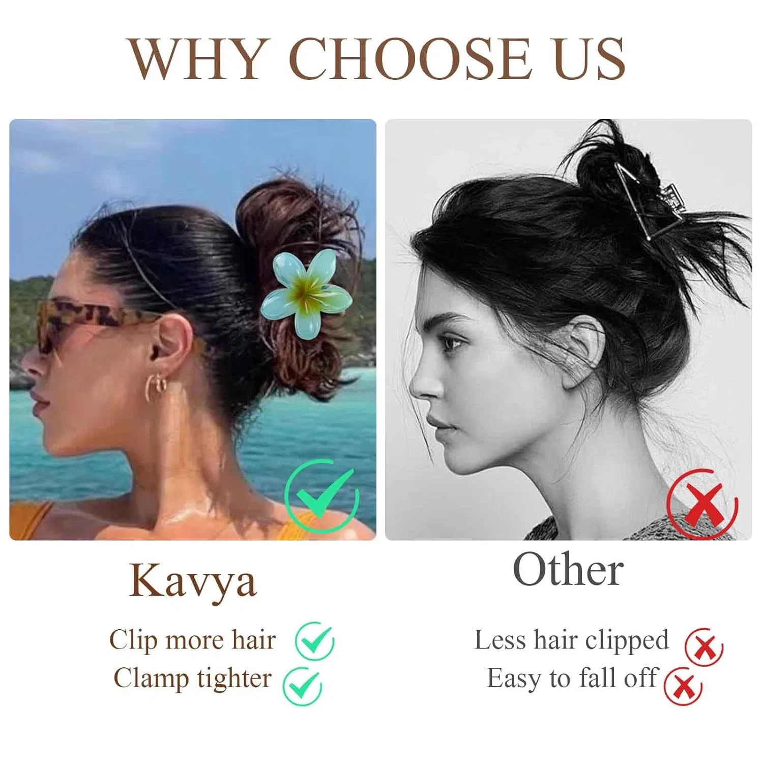 Набор из 8 пластиковых заколок для волос «Цветы Гавайи» от Kavya Kavya, Multicoloured — фото 3