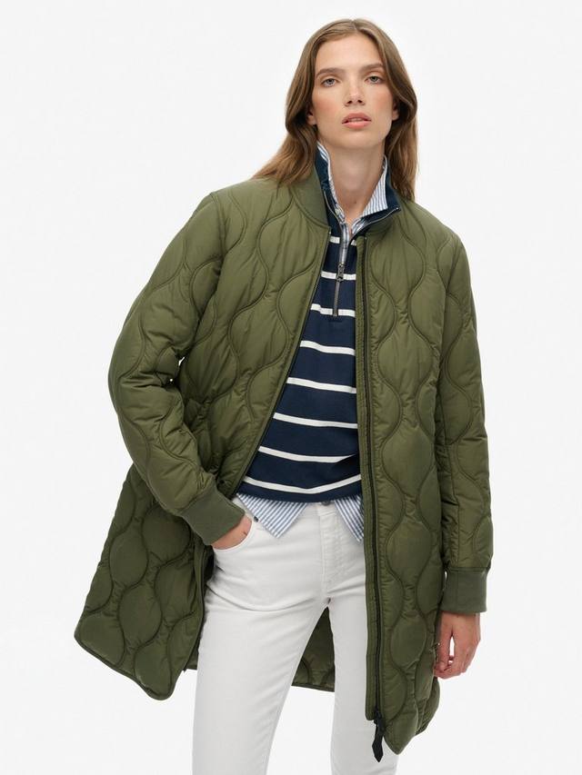 

Длинное стеганое подкладочное пальто Superdry, Beetle Green