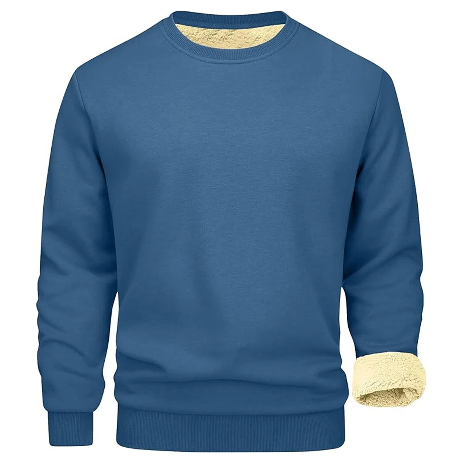 Мужской свитшот с начёсом и флисовой подкладкой Mens Winter Sherpa Fleece Lined Long Sleeve Thermal Thick Warm Crew Neck Sweatshirt, Baby Blue Light — фото 4