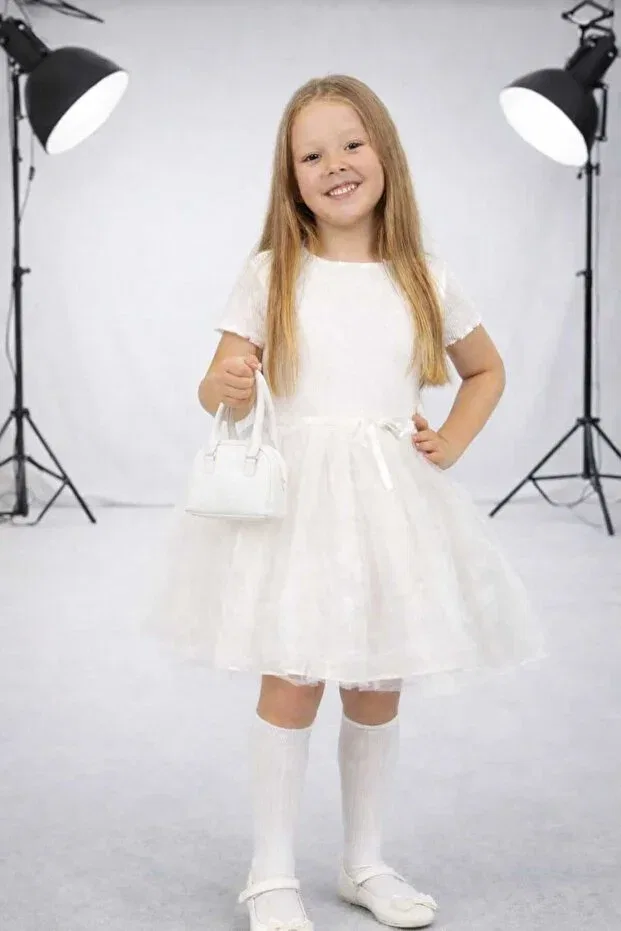 Детское платье для девочек с коротким рукавом Neocotton, White