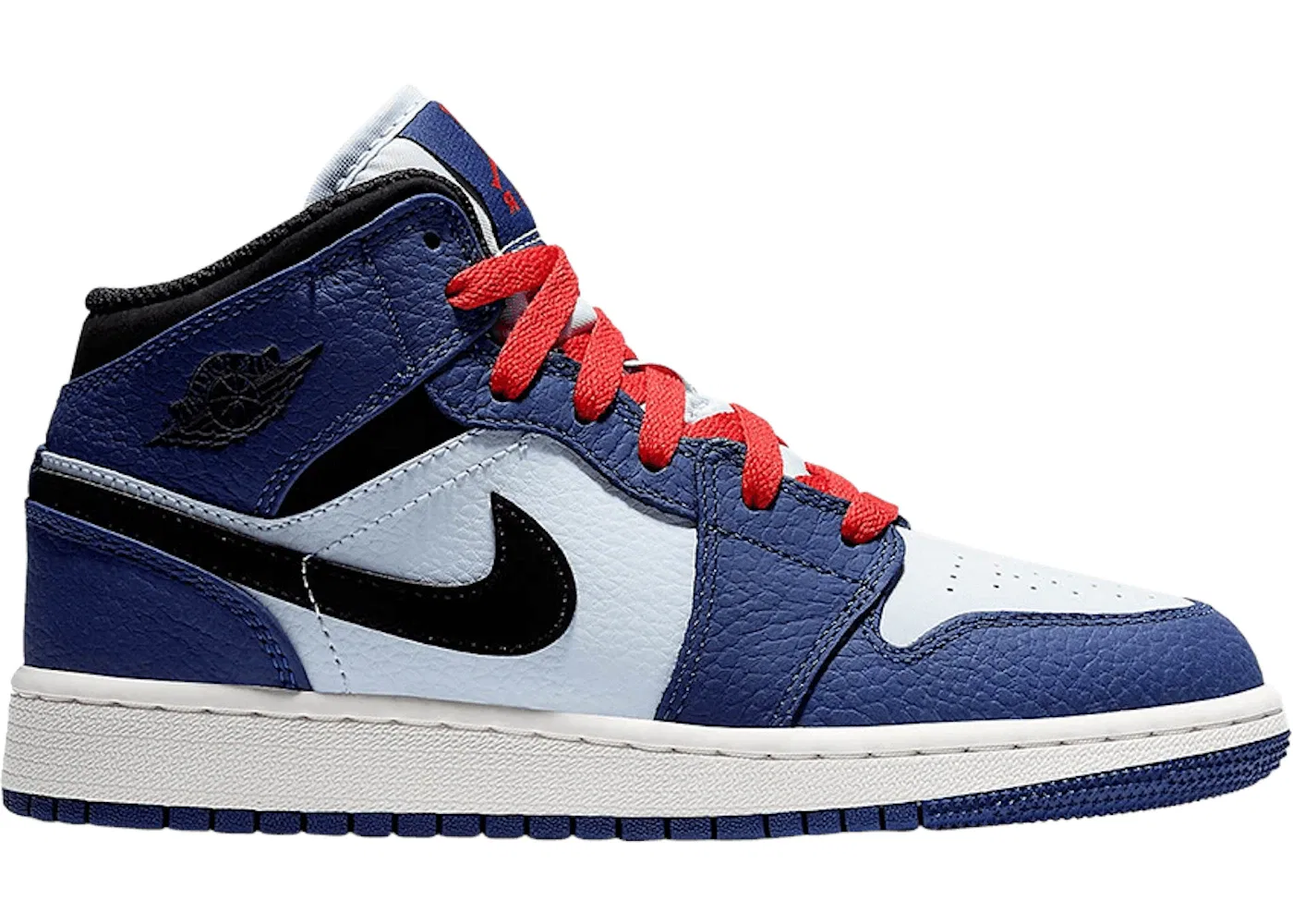 Детские кроссовки для мальчиков с кожаным верхом Jordan 1 Mid, Deep Royal Blue/Black